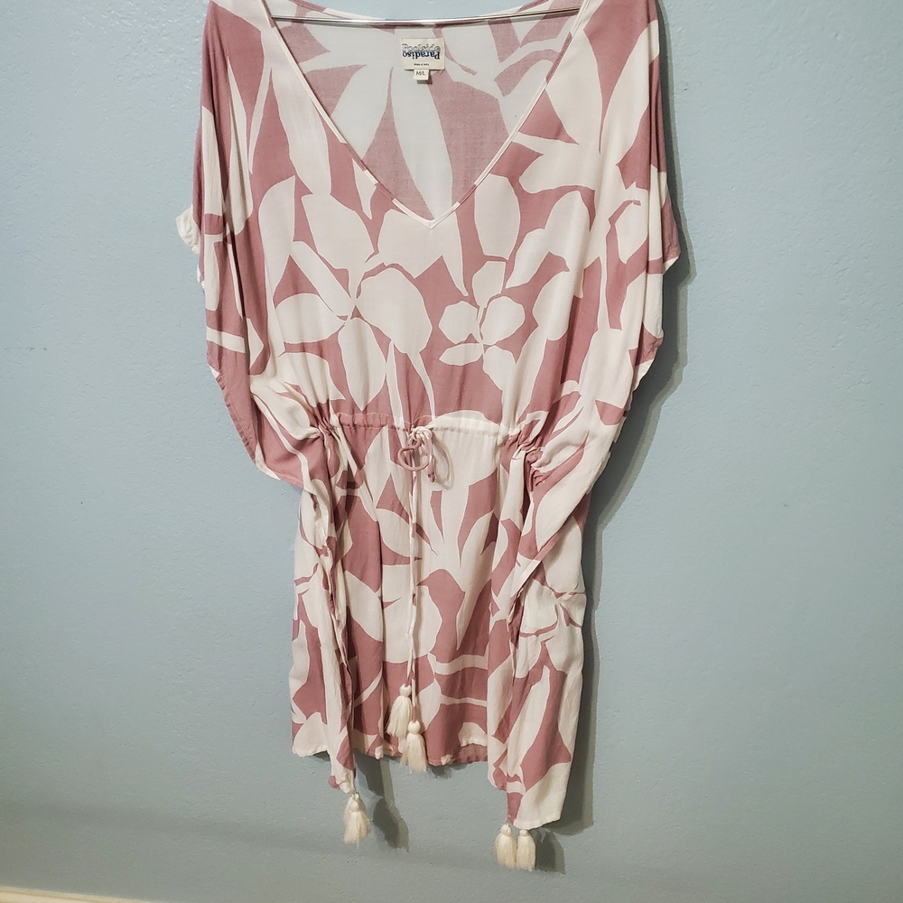 Women's Floral Swim Coverup in Pink and White-Never Used